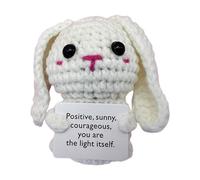 Positive Crochet Animals - Crochet Doll Decor | 10 cm de dibujos animados Panda Bunny Tiger Bear Decors Cheer Up Knitted Dolls, Holding Card Funny Cute Enfoque Doll For Birthday Party Decor And Others