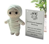 Positive Crochet Animals, Inspirational Knitted Plush Doll, 4.33x2.95 Inches Cute Mummy Stuffed Toy with Encouraging Card, Presents for Halloween, Women, Valentines, Birthday, Graduation, School