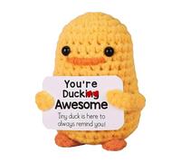 Positive Crochet Animals - | Stuffed Duck Doll | Novelty Home Decor For Christmas | Emotional Support Plush Doll Emotional Support Animal Crochet Doll With Afirmations Card