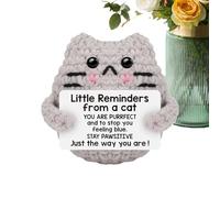 Positive Crochet Cat - Tarjetas inspiradoras | Muñeca de peluche de punto positivo, recordatorios de gato pequeño hecho a mano con mensaje | Apoyo emocional para gatitos y relleno de cesta de Pascua