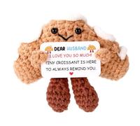 Positive Crochet Croissant para Esposo, Hecho a Mano Tejido Crochet Croissant con Tarjeta Inspiracional Apoyo Emocional Pequeña Muñeca Bonita para Hombres Esposo Navidad Cumpleaños Regalo