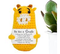 Positive Crochet Doll - With Encouragement Card Crocheting For Desktop Room Bedroom Living Room Den Indoor Men Women Boys Girls Youth Teens, Handmade Knitted Mascot, Desktop Moral Booster Toy