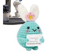 Positive Crochet, Emotional Supporting Animal Plush 3.94x2.17 Inches, Motivational Knitted Bunny Doll, Handcrafted Soft Gift, for Halloween Easter Christmas Mom Friend Home Decor
