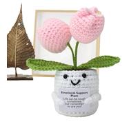 Positive Crochet Flower Doll, Inspirational Crochet Doll, Lightweight Handmade Plush Plant Toy, Encouragement Decoration for Home Office, Uplifting Support Motivational Gift for Men and Women