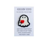 Positive Crochet Ghost - Uplifting Wool Ornament with Card | Cute Collectible Toy | Thoughtful Gift for Teachers Coworkers Friends Women Students Home Car Desk Decor