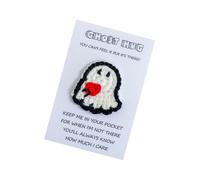 Positive Crochet, Positive Ghost Crochet with Card, Coated Paper, Polyester Material, Wool Ornaments Collectible Toy for Teachers, Coworkers, Friends, Women, Students, Home, Car, 12x8x0.5cm