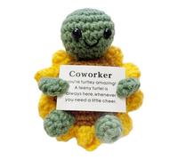 Positive Crochet Turtle, Motivational Plush Animal Toy, Soft Cotton, Handmade Support Turtle for Friends, Nurse, Teacher, Graduation, Birthday, Encouragement Gift and Thoughtful Keepsake, 3.94 Inches