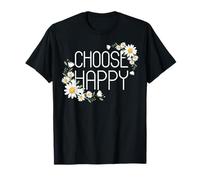 Positive Floral Daisy Flower, Inspirational, Choose Happy Camiseta