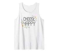 Positive Floral Daisy Flower, Inspirational, Choose Happy Camiseta sin Mangas