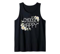 Positive Floral Daisy Flower, Inspirational, Choose Happy Camiseta sin Mangas