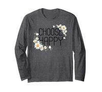 Positive Floral Daisy Flower, Inspirational, Choose Happy Manga Larga