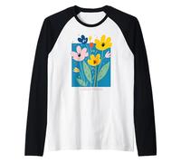 Positive Floral Daisy Flower, Inspirational, Flower Power Camiseta Manga Raglan