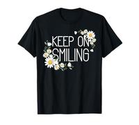 Positive Floral Daisy Flower, Inspirational, Keep On Smiling Camiseta