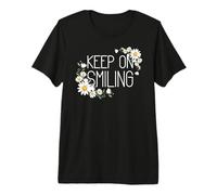 Positive Floral Daisy Flower, Inspirational, Keep on Smiling Camiseta Premium