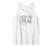 Positive Floral Daisy Flower, Inspirational, Keep on Smiling Camiseta sin Mangas