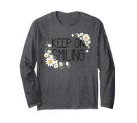 Positive Floral Daisy Flower, Inspirational, Keep on Smiling Manga Larga