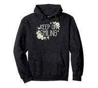 Positive Floral Daisy Flower, Inspirational, Keep on Smiling Sudadera con Capucha