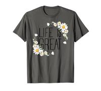 Positive Floral Daisy Flower, Inspirational, Life is Great Camiseta