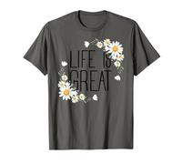 Positive Floral Daisy Flower, Inspirational, Life is Great Camiseta