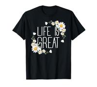 Positive Floral Daisy Flower, Inspirational, Life is Great Camiseta