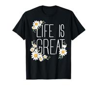 Positive Floral Daisy Flower, Inspirational, Life is Great Camiseta