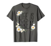 Positive Floral Daisy Flower, Inspirational, Life is Great Camiseta