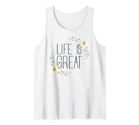 Positive Floral Daisy Flower, Inspirational, Life is Great Camiseta sin Mangas