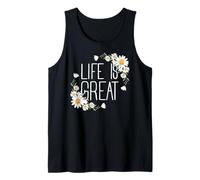 Positive Floral Daisy Flower, Inspirational, Life is Great Camiseta sin Mangas