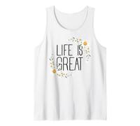 Positive Floral Daisy Flower, Inspirational, Life is Great Camiseta sin Mangas