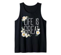 Positive Floral Daisy Flower, Inspirational, Life is Great Camiseta sin Mangas