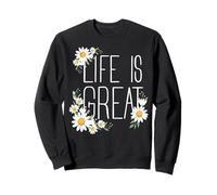 Positive Floral Daisy Flower, Inspirational, Life is Great Sudadera