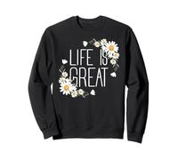 Positive Floral Daisy Flower, Inspirational, Life is Great Sudadera