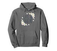 Positive Floral Daisy Flower, Inspirational, Life is Great Sudadera con Capucha