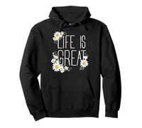 Positive Floral Daisy Flower, Inspirational, Life is Great Sudadera con Capucha