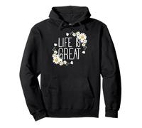 Positive Floral Daisy Flower, Inspirational, Life is Great Sudadera con Capucha