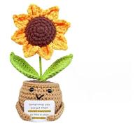 Positive Gift, MotivationalSupport Crochet,Yellow Crochet Flower Pot Plant, Handmade Sunflower Doll MotivationalSupport Plant Suitable, Good Luck Cute Stuff Friends, Christmas Family Party Decoration