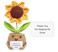 Positive Gift, MotivationalSupport Crochet,Yellow Crochet Flower Pot Plant, Handmade Sunflower Doll MotivationalSupport Plant Suitable, Good Luck Cute Stuff Friends, Christmas Family Party Decoration