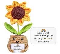 Positive Gift, MotivationalSupport Crochet,Yellow Crochet Flower Pot Plant, Handmade Sunflower Doll MotivationalSupport Plant Suitable, Good Luck Cute Stuff Friends, Christmas Family Party Decoration