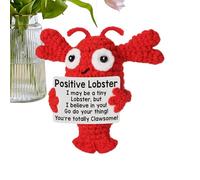 Positive Handmade Crochet Lobster, Cute Animal Plush with Affirmation Card, Uplifting Encouragement, 1 Piece, for Teacher, Mom, Friends, Teens, Desk, Travel More