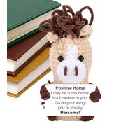 Positive Horse - Pony Caqui ganchillo A Mano, Figuras De De Escritorio De Caballo | Animales De Gancho Con Mensajes Positivos | Para Amigo Colega Cumpleaños Navidad Medias De Navidad Casa