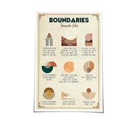 Positive Mental Health Chart Types of Boundaries Poster Wall Art Deco Bathroom Poster Landscape Modern Prints Paintings for Hallway(Framed,16x24inch(40x60cm))