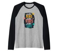 Positive Mind Positive Vibes Positive Life Retro Cita Camiseta Manga Raglan