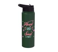 Positive Mindfulness Valentine Romántico Corazón Y Alma Stainless Steel Insulated Water Bottle