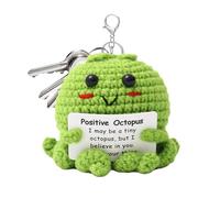 Positive Octopus - Handmade Crochet Plush Toy with Encouragement Card | Cute Collectible Gift for Coworkers, Friends, Teachers, Girls & Boys, Inspirational Desk Decor for Positivity & Motivation