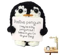 Positive Penguin | Penguin Toy with Positive Card | Knitting Doll, Collecti | Positive Penguin | Penguin Toy with Positive Card | Knitting Doll, Collectible Penguin Toy, Cute Mini Penguin for Mother's Da