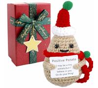 Positive potato,muñeca de patata de lana de punto creativo,peluche divertido, peluche creativo,bolsillo de mutmacher potato abraza regalos de cumpleaños con gorra y bufanda de Navidad (Navidad A)