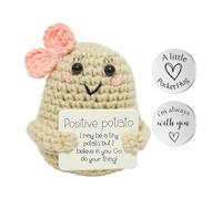 Positive Potato,Ositive Papa Deutsch,Strickt Puppe,Positive Geschenke für Beste Freund Emotional Support,Mini-Plüsch Puppe,Strickwolle Kartoffelpuppe,Glücksbringer Geschenk,Silbermünzen
