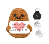 Positive Potato, Patata Positiva in Italiano con Messaggio Motivazionale, Mini Bambola, Idea Regalo per Famiglia, Amici, Coppia, Bambini, Marrone Lavorata a Maglia Potato para adultos y niños.