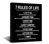 Positive Quotes Poster 7 Rules of Life Inspirational Wall Art for Teen Bedroom Motivational Decor for Home Office Classroom Encouragement Sign(Framed,16x24inch(40x60cm))