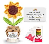 Positive Sunflower Doll Crochet con tarjeta, este es un pequeño recordatorio, regalo de agradecimiento para compañeros de trabajo, mejor amiga, profesora, hermana, mamá, Navidad, cumpleaños, regalo de